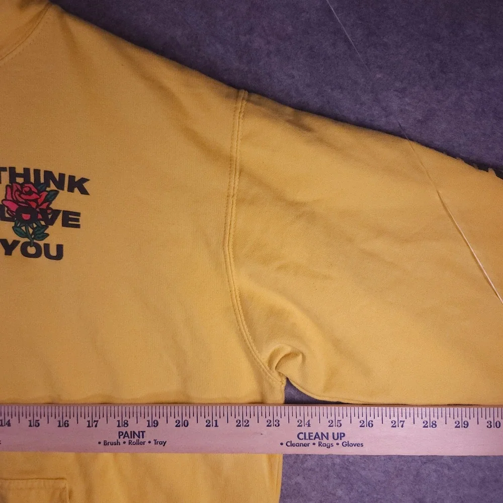 Yours Truly Yellow Phora I Think I Love You Rose Graphic Hoodie Men L Rare‎ Flaw
